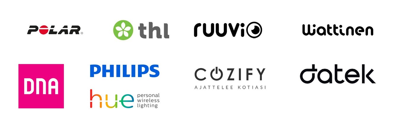 Polar, THL, Ruuvi, Wattinen, DNA, Philips hue, Cozify, Datek